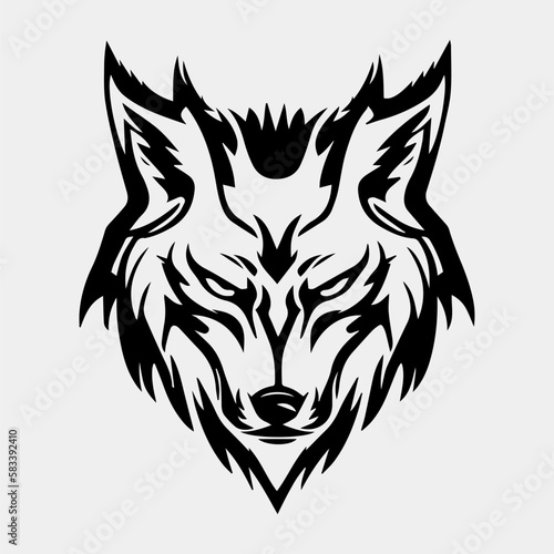 Wolf head silhouette - cut out vector character mascot
