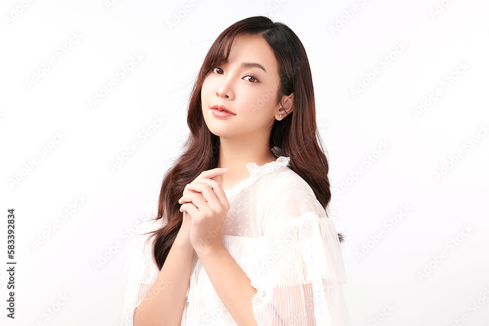 Beautiful young asian woman with clean fresh skin on white background, Face care, Facial treatment, Cosmetology, beauty and spa, Asian women portrait. Beautiful young asian woman with clean fresh skin on white background, Face care, Facial treatment, Cosmetology, beauty and spa, Asian women portrait.