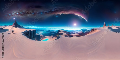 Photo of a stunning mountain landscape under a starry sky