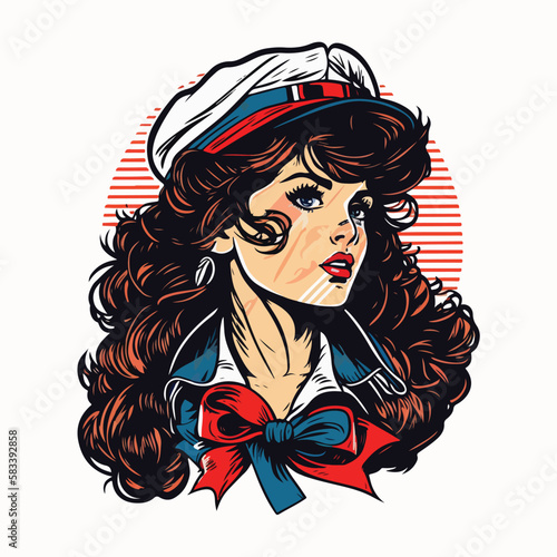 sailor girl in vintage style illustration © Syamsudin