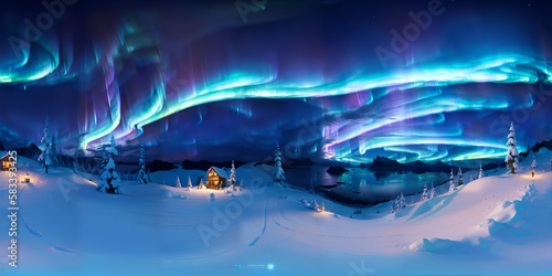 Fototapeta Naklejka Na Ścianę i Meble -  Photo of the mesmerizing aurora borealis illuminating a winter wonderland