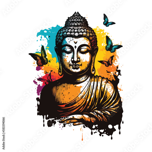 buddha in colorful vintage style  illustration