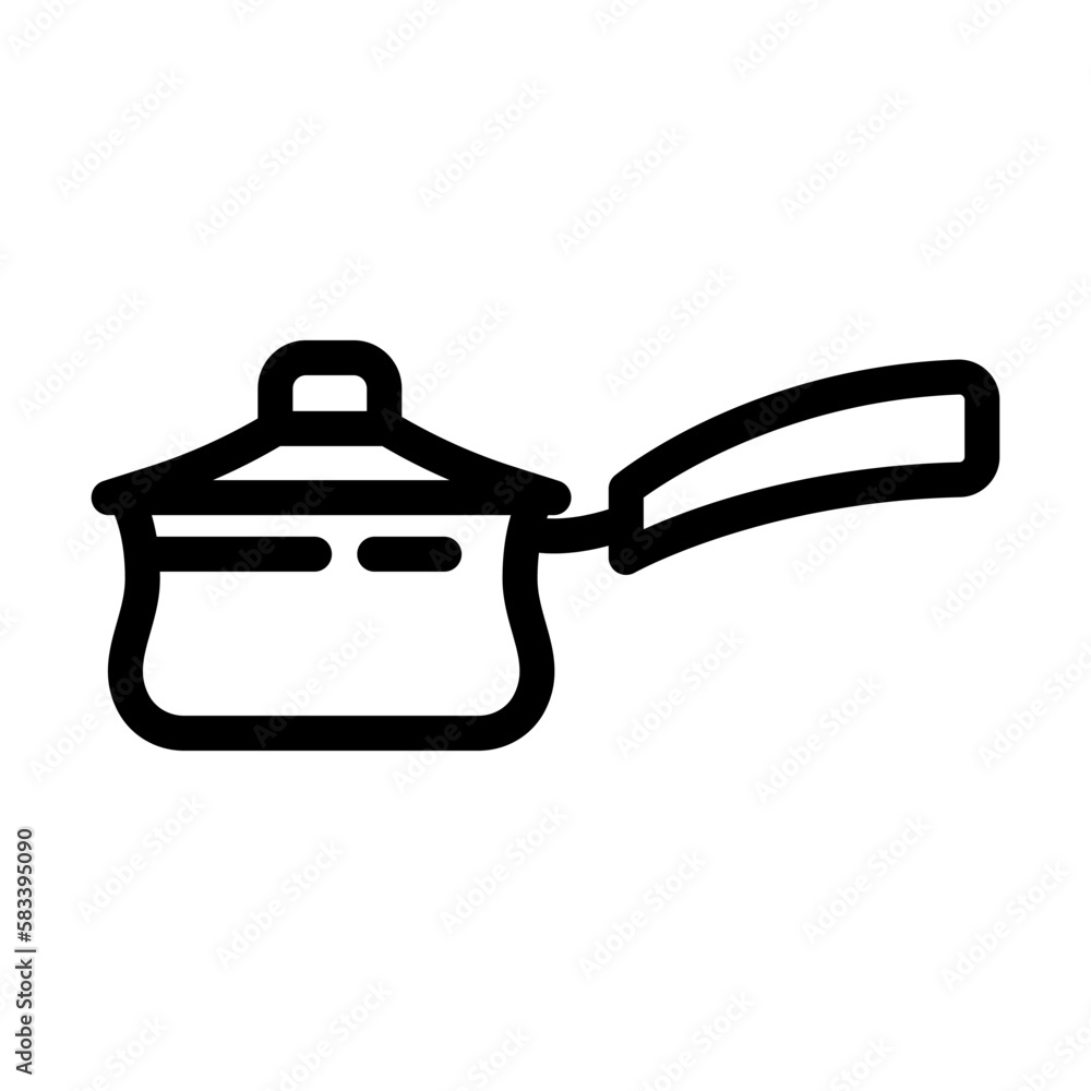 Obraz premium ceramic saucepan kitchen cookware line icon vector illustration