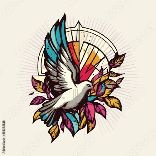 pentecost in colorful vintage style  illustration © Syamsudin