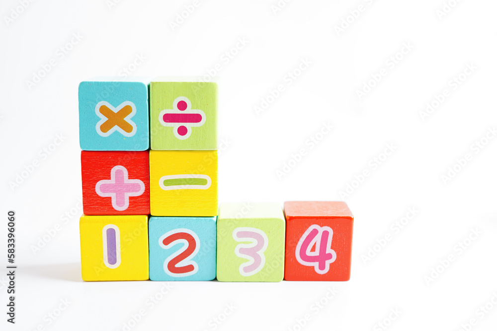 Number wood block cubes for learning Mathematic, education math concept. Number wood block cubes for learning Mathematic, education math concept.