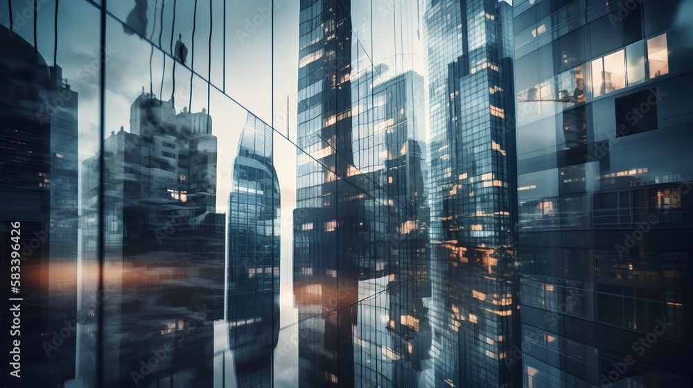 Fresh Look at Glossy Glass Skyscrapers In Urban City Environment Corporate Businesses High
