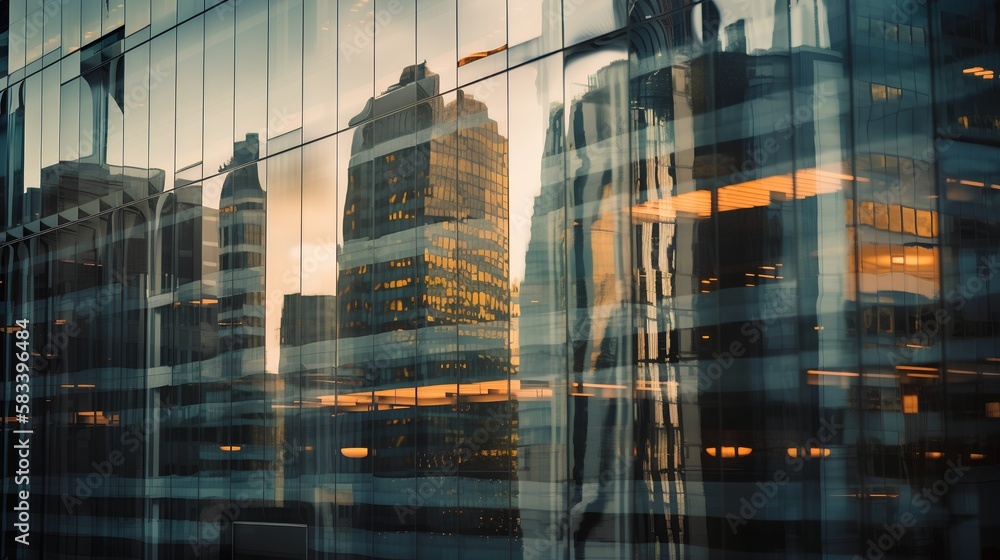 Fresh Look at Glossy Glass Skyscrapers In Urban City Environment Corporate