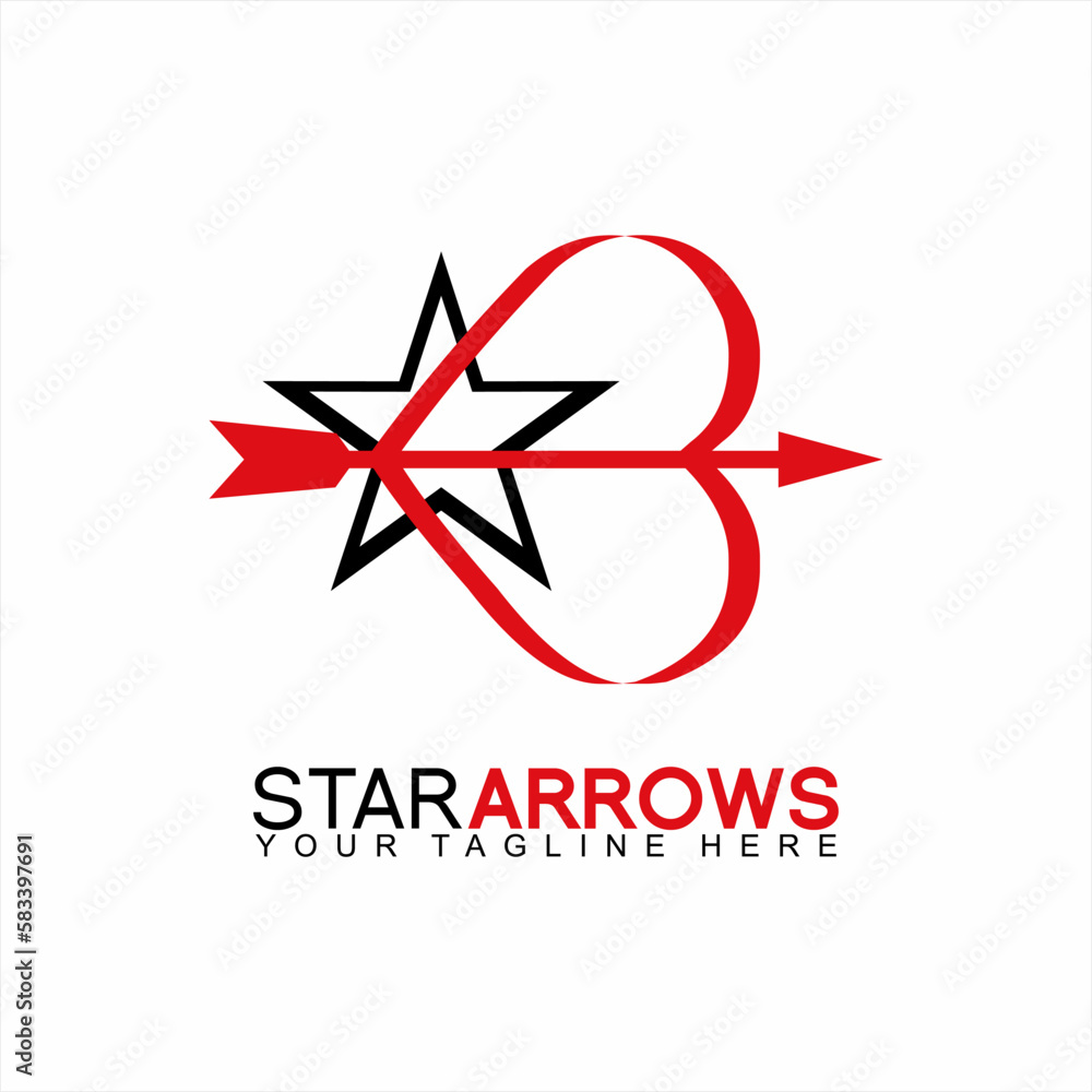 Obraz premium Arrow logo design with star and heart. Illustration of arrow through heart and star.