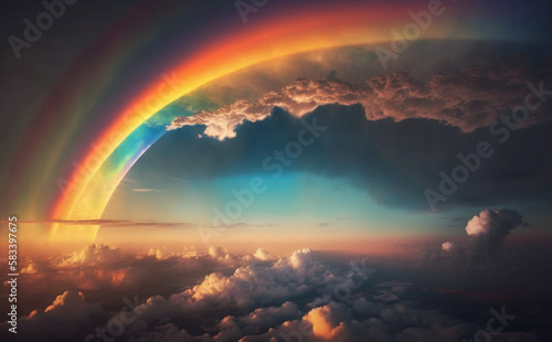 landscape with rainbow and clouds