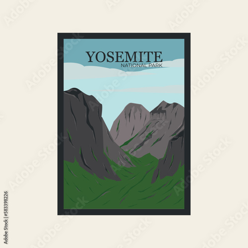 yosemite national park poster background art vector design illustration