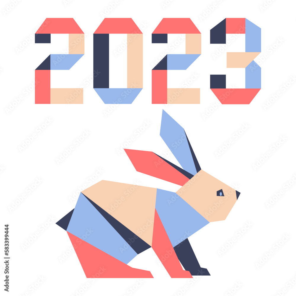 New Year Rabbit Symbol 2023 Chinese Zodiac Origami New Year Rabbit Symbol 2023 Chinese Zodiac Origami