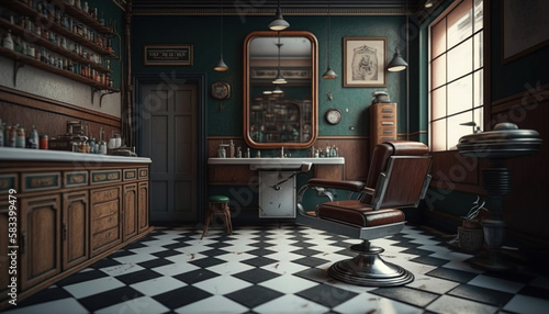 Stylish hairdressing salon interior. AI generative