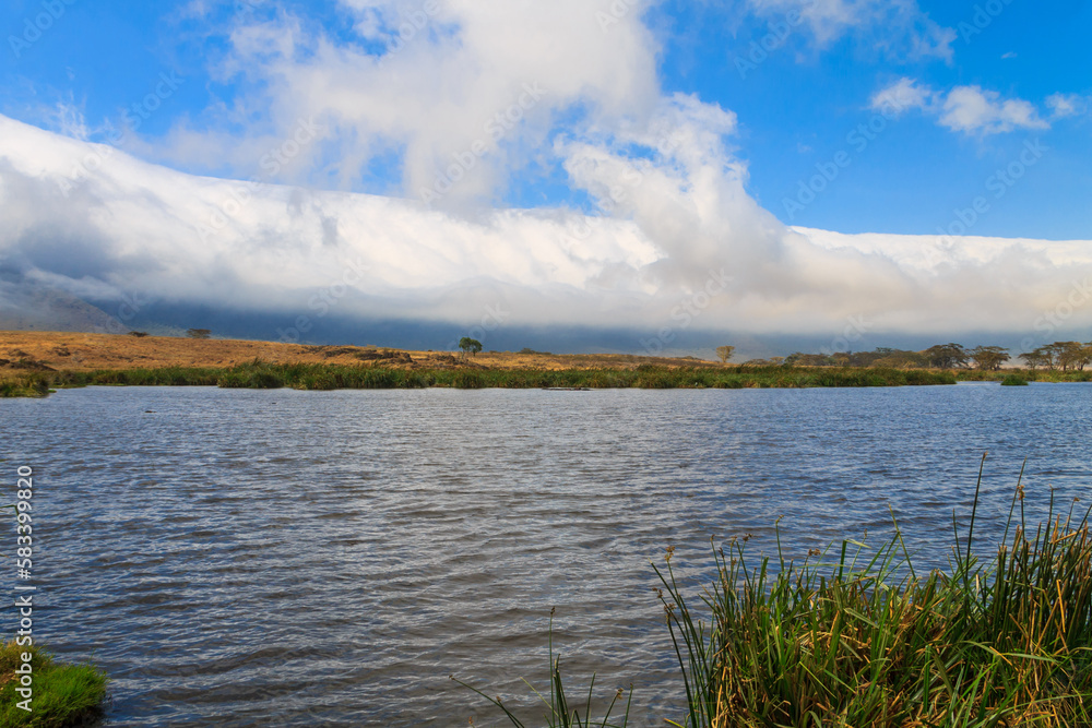 View of a lake in Ngorongoro Crater, Tanzania View of a lake in Ngorongoro Crater, Tanzania