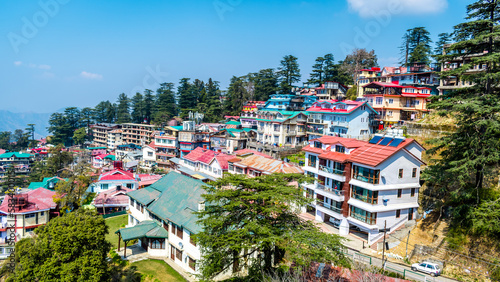 Aerial view of Shimla the capital and the largest city of the northern Indian state of Himachal Pradesh