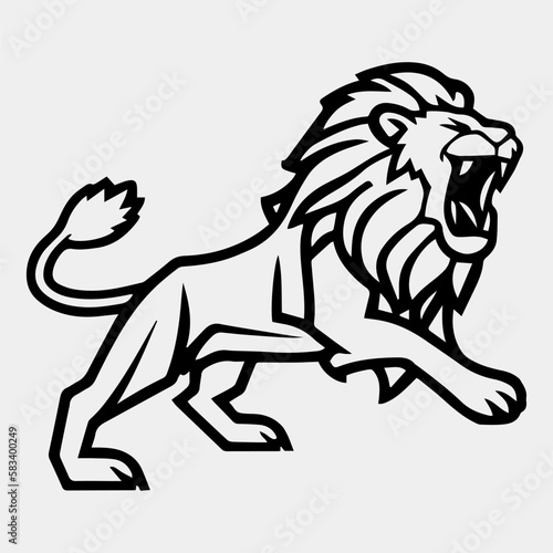 simple black jump high lion , running logo symbol design illustration