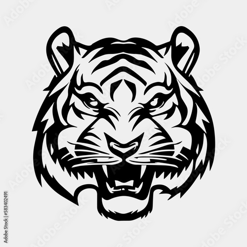 tiger head tattoo logo mascot design