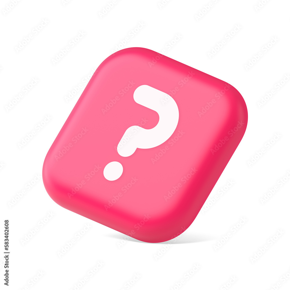 Question mark button advise attention answer FAQ point internet info support 3d isometric icon Question mark button advise attention answer FAQ point internet info support 3d isometric icon