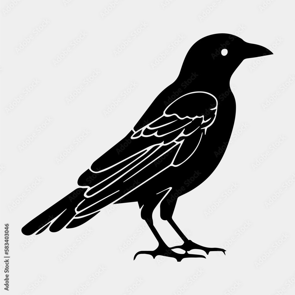 Obraz premium crow sitting vector silhouette isolated