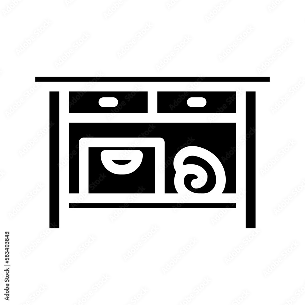 table bathroom interior glyph icon vector illustration