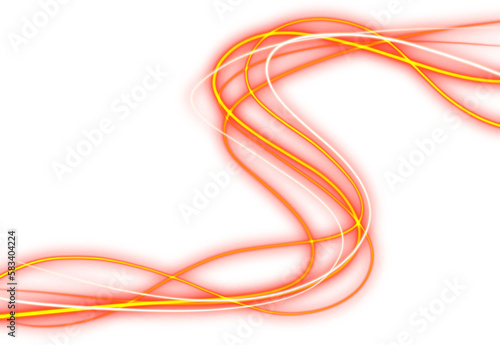 abstract colorful orange neon line wave