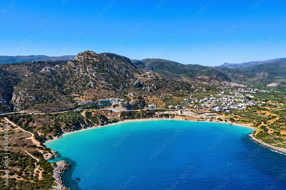 Aerial view (drone) of Voulisma beach, Istron (