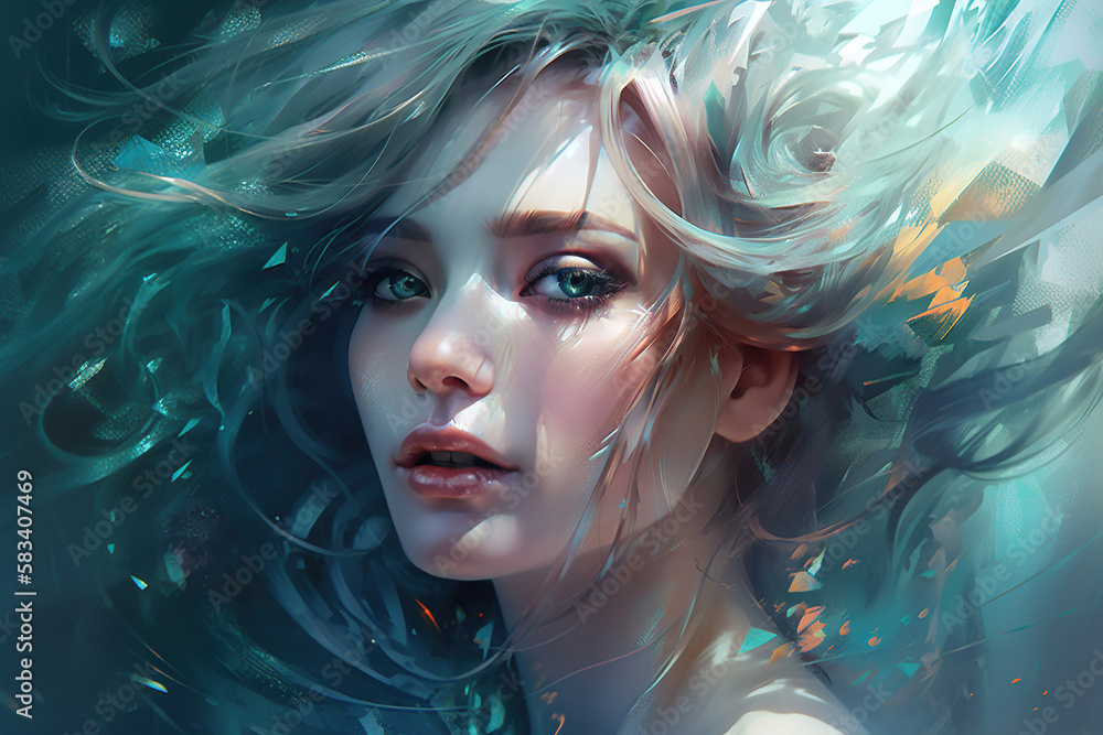 close up portrait of a natural beauty fantasy fairy woman, generative ai