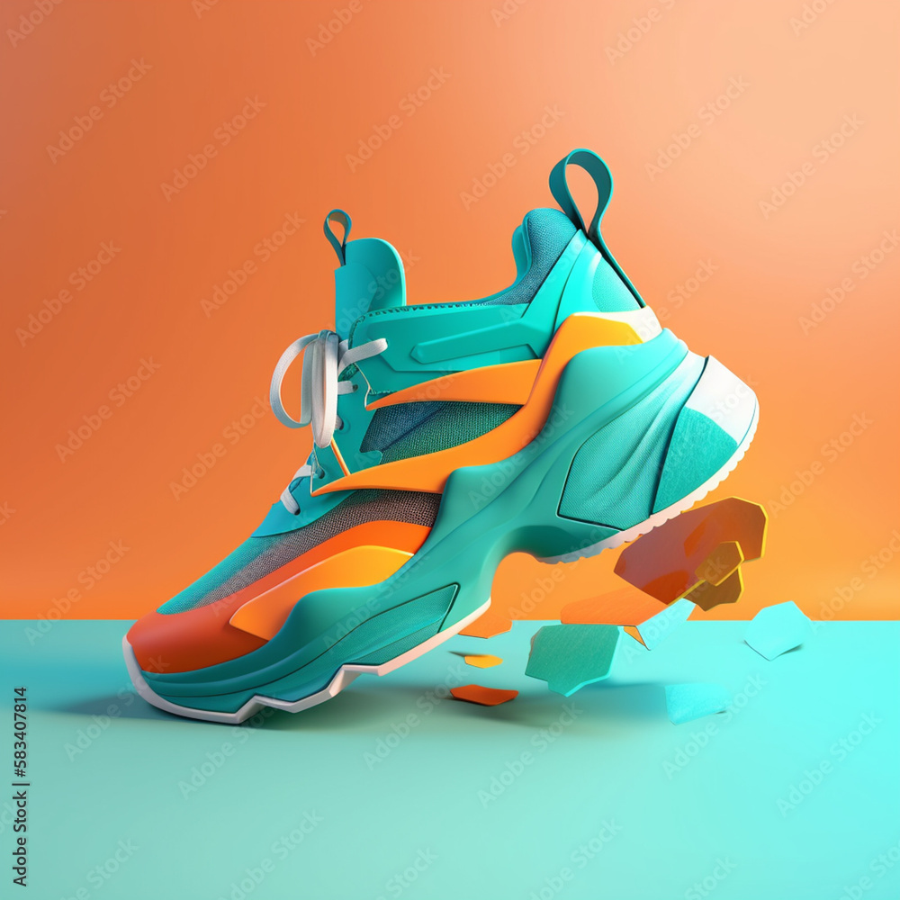 sports-shoes-in-trending-color-palette-for-advertising-with-generative