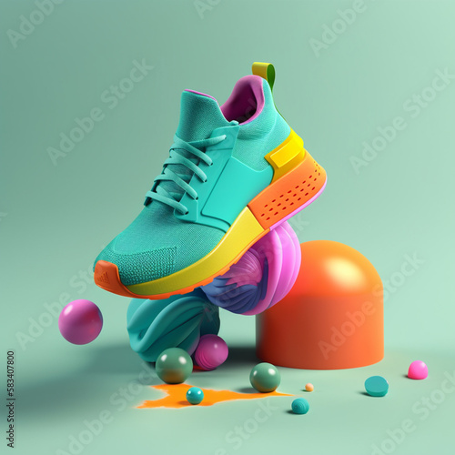 sports shoes in trending color palette for advertising with Generative AI