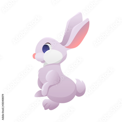 Cute Rabbit Isolated on a White. Farm Animal. Vector Children Illustration in Cartoon Style.