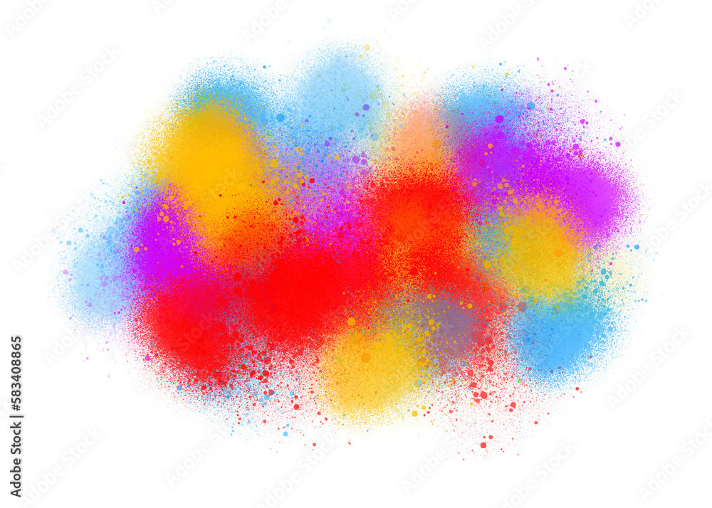 Multicolored explosion of rainbow powder