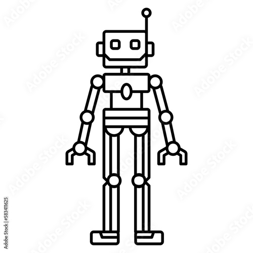Robot Full Body Outline Vector Illustration