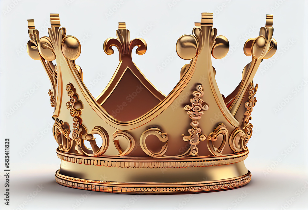 Royal gold crown on a white background with sapphires. Generative AI ...