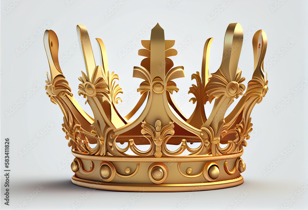 Royal gold crown on a white background with sapphires. Generative AI ...