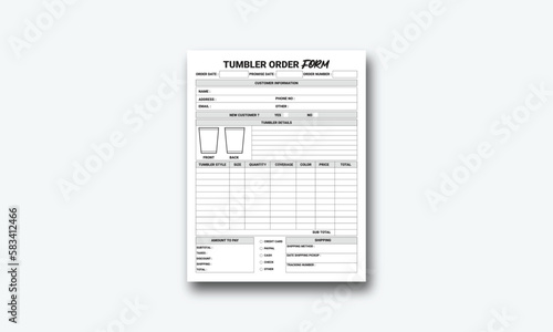 tumbler order form kdp interior