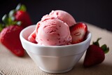 Delicious and refreshing ice cream made with ripe, juicy strawberries that have been carefully selected for their sweetness and quality. Generative AI