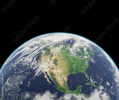 Fototapeta Naklejka Na Ścianę i Meble -  3D illustration of planet earth in space focused on the United States of America. Elements of this image furnished by NASA.