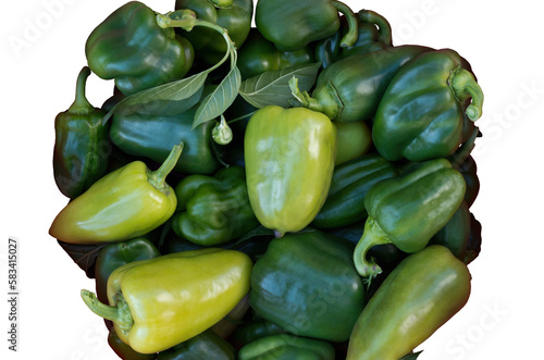 Sweet green bell pepper. Transparent background, PNG file.