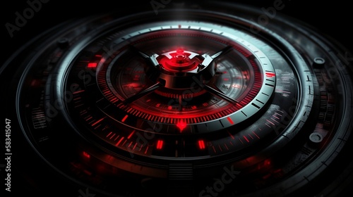 close up of a clock with red light (Ai generative art)