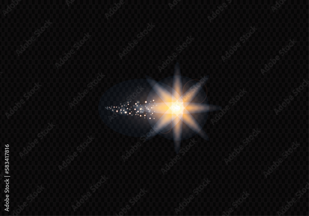 Realistic bright light effects of sparkling stars on transparent ...