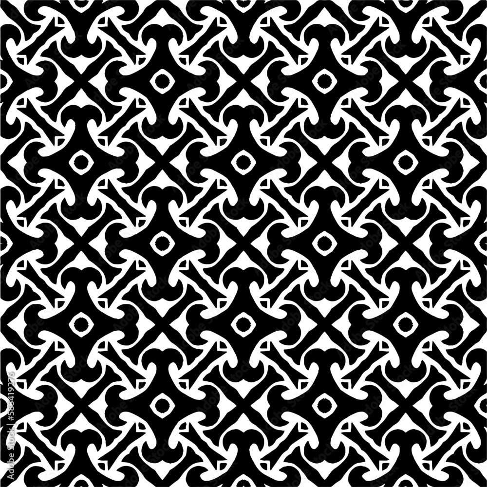 Vector geometric seamless pattern. Minimal ornamental background with abstract shapes. Black and white texture. Simple abstract ornament background. Dark repeat design for decor, fabric, cloth. Vector geometric seamless pattern. Minimal ornamental background with abstract shapes. Black and white texture. Simple abstract ornament background. Dark repeat design for decor, fabric, cloth.