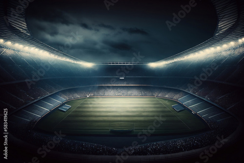 football stadium, soccer at night, generative ai