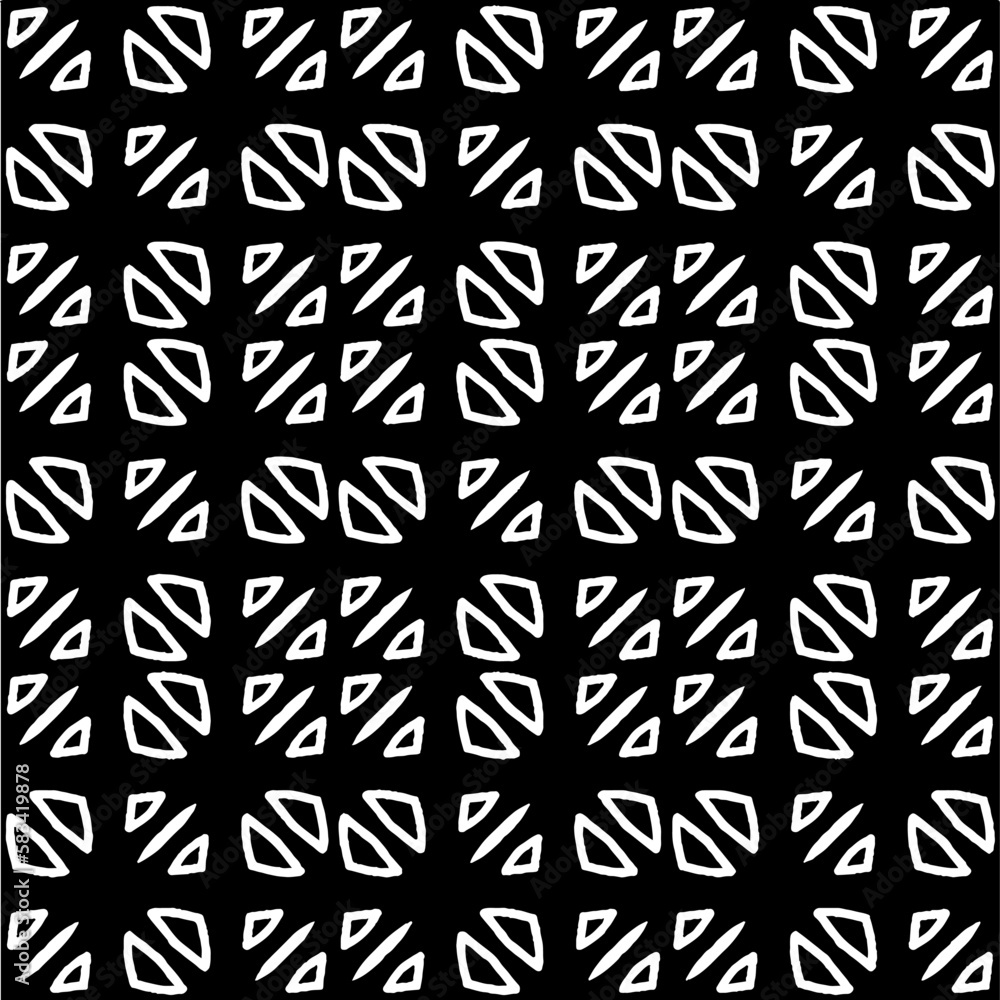 Vector geometric seamless pattern. Minimal ornamental background with abstract shapes. Black and white texture. Simple abstract ornament background. Dark repeat design for decor, fabric, cloth. Vector geometric seamless pattern. Minimal ornamental background with abstract shapes. Black and white texture. Simple abstract ornament background. Dark repeat design for decor, fabric, cloth.