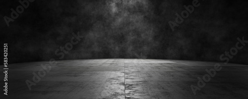 Tiled Concrete floor. Background of smoke on the Concrete floor. Concrete background for your design. 3d render.
