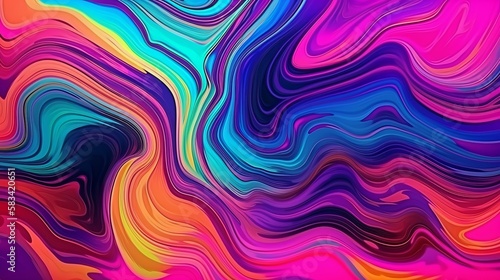 Rainbow trippy background. Iridescent fluid texture. Liquid holographic pattern. Acid rainbow waves Generative AI
