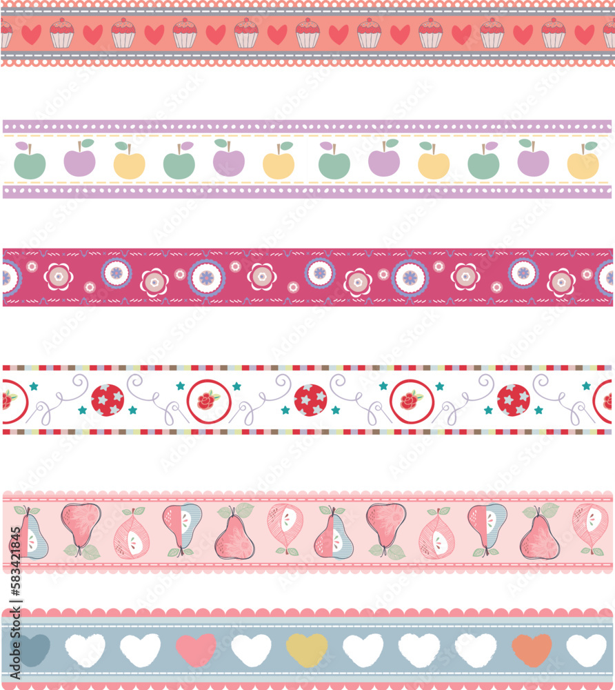girls drawings pattern illustration girls vector trims hearts flowers zips trim lace brushes fills pattern march clothing clothes strokes embllishment brush texture