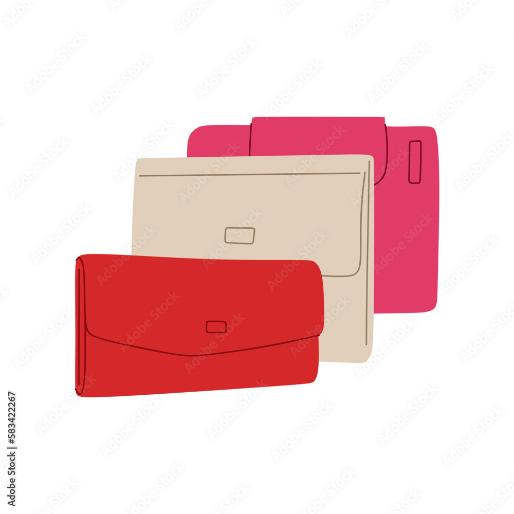 Women's Wallets, Handbag or Clutch Bag. Flat fashion wallet illustration. Vector illustration Women's Wallets, Handbag or Clutch Bag. Flat fashion wallet illustration. Vector illustration