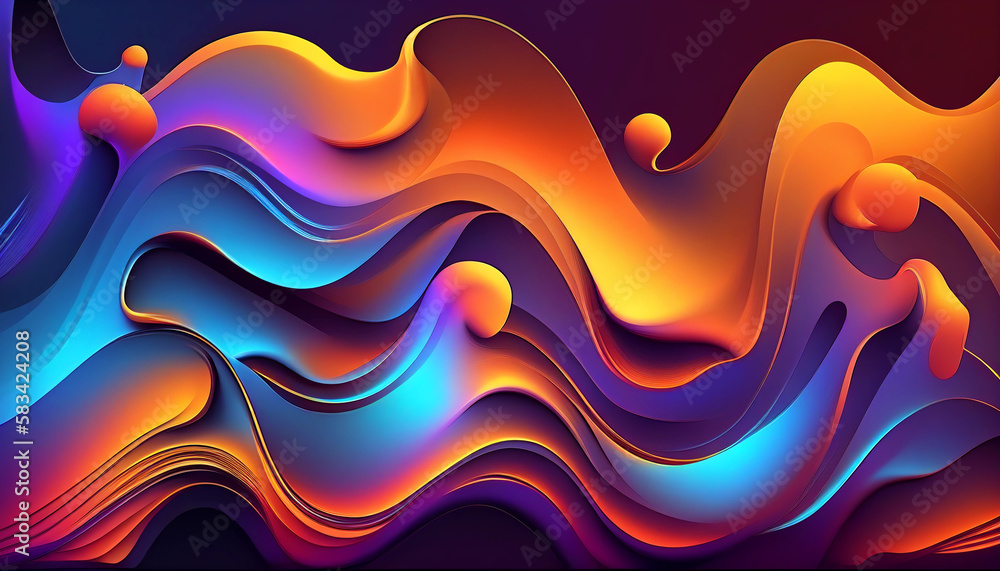 Wave Wallpaper, Gradient Style, 3D Illustration Wave Wallpaper, Gradient Style, 3D Illustration