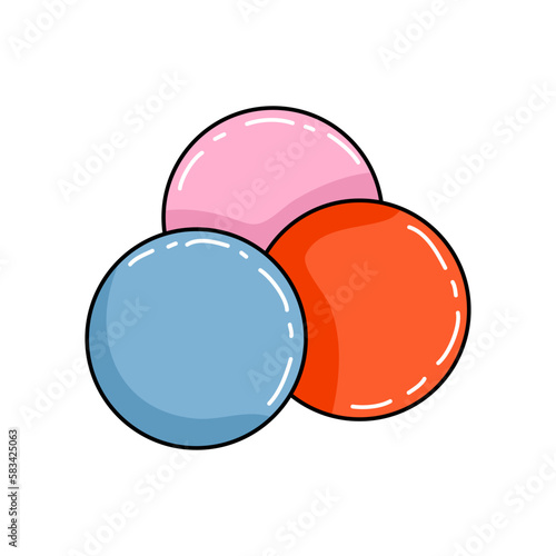 Three chewing gum balls