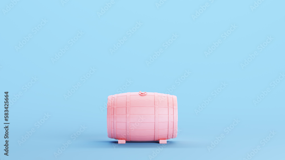 Pink Barrel Container Liquid Storage Kitsch Blue Background 3d illustration render digital rendering