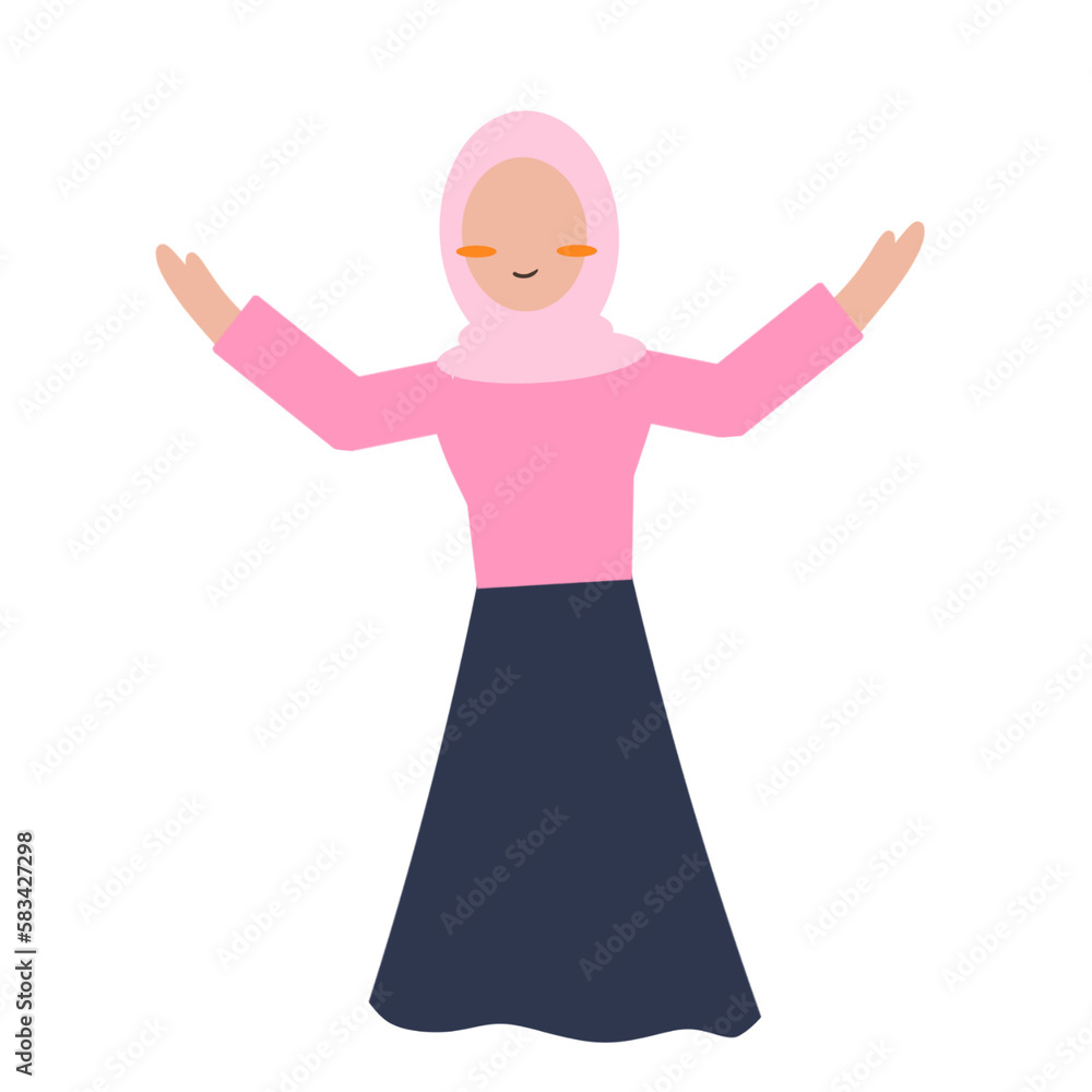 Hijab girl character giving explaination